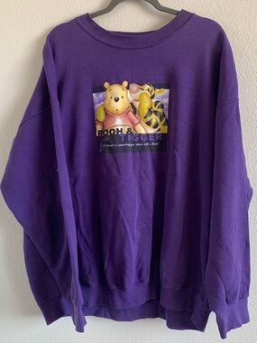 Disney Purple Crewneck Sweatshirt with Pooh & Tigger Graphic